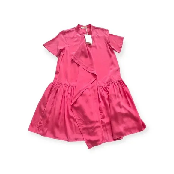 ULLA JOHNSON Adalyn Silk Mini Dress, Pink,‎ Size 4,New with tag